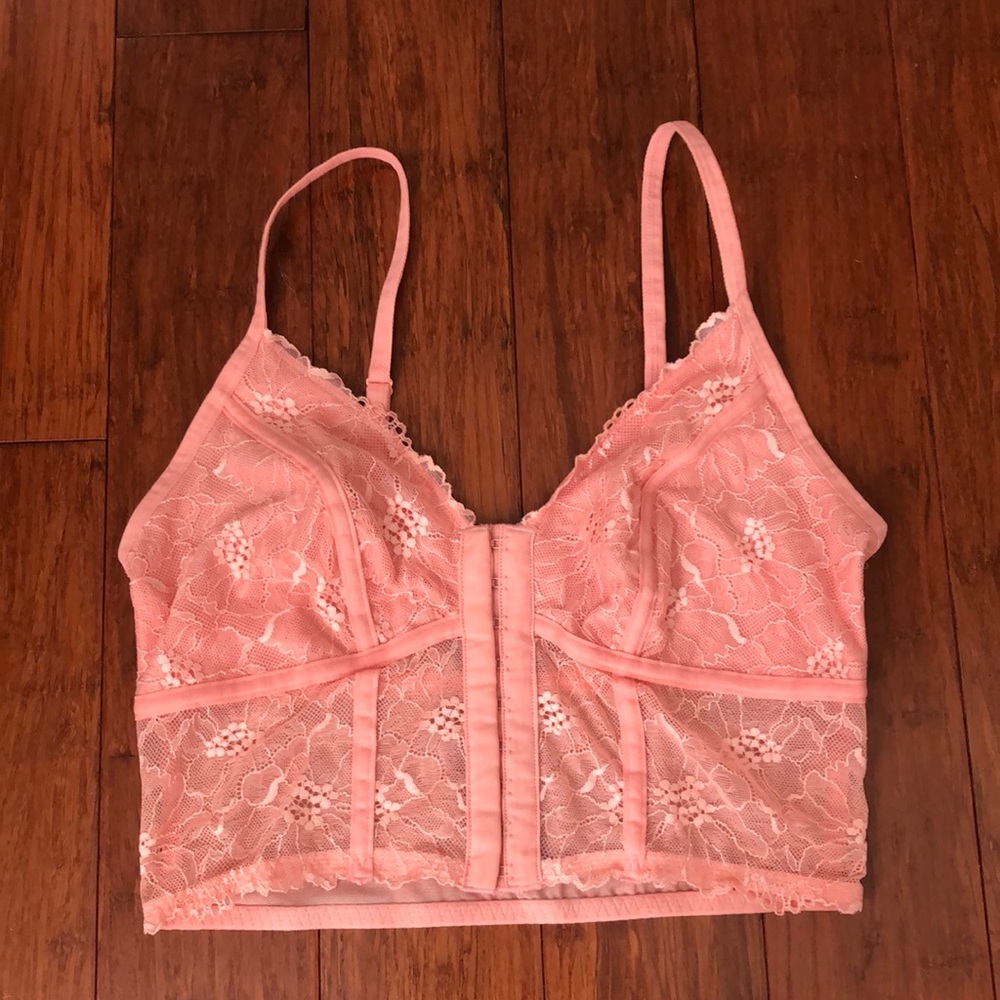 Pink lace bralette corset